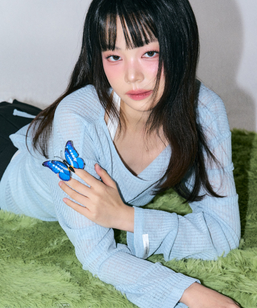 ZEROPLANET（ゼロプラネット）の「ルーシーニットレイヤードセット [BLUE]（Tシャツ/カットソー・レディース・その他・FREE）」の4枚目の写真