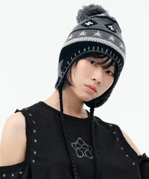 TUOMIO（トゥオミオ）の「STAR EARFLAP BEANIE [BLACK]（ニットキャップ/ビーニー）」
