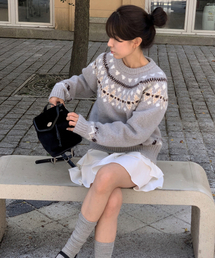 [ドローフィットウィメン x アロハ] フェンスノルディックプルオーバーニット [L.GREY]