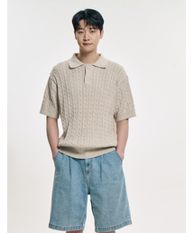 CLEVER FIELD（クレバーフィールド）の「Urban Cotton Cable Cara Knit_Oatmeal（ニット/セーター・メンズ）」