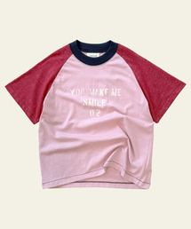 FRISE（フリゼ）の「SMILE raglan short sleeved-t, pink（Tシャツ/カットソー・キッズ）」