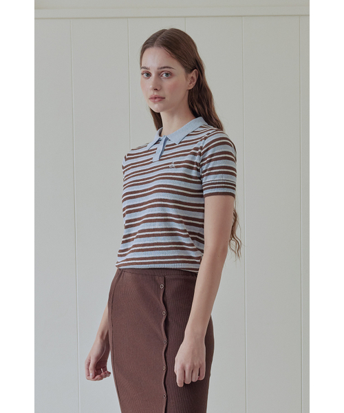 AFTERHOURS(アフターアワーズ)の「MULTI STRIPE COLLAR KNIT (LIGHT BLUE)(ニット/セーター・レディース・その他・FREE)」の1枚目の写真