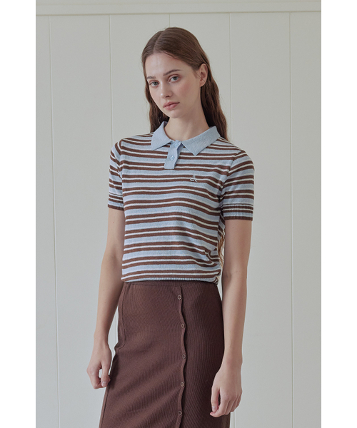 AFTERHOURS(アフターアワーズ)の「MULTI STRIPE COLLAR KNIT (LIGHT BLUE)(ニット/セーター・レディース・その他・FREE)」の2枚目の写真