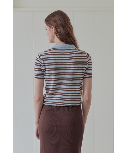 AFTERHOURS(アフターアワーズ)の「MULTI STRIPE COLLAR KNIT (LIGHT BLUE)(ニット/セーター・レディース・その他・FREE)」の3枚目の写真