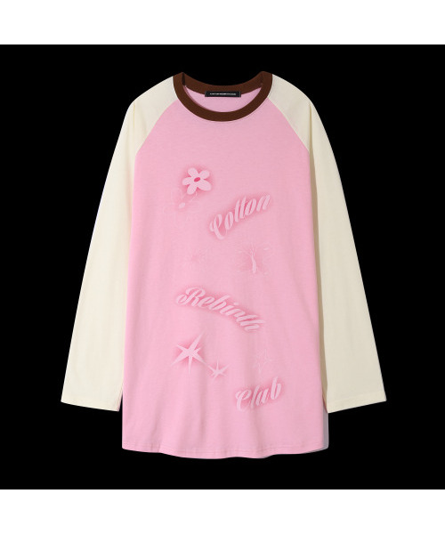COTTONREBIRTHCLUB(コットンリバースクラブ)の「コントラストラグランTシャツ(ピンク)(Tシャツ/カットソー・レディース・その他・FREE)」の8枚目の写真