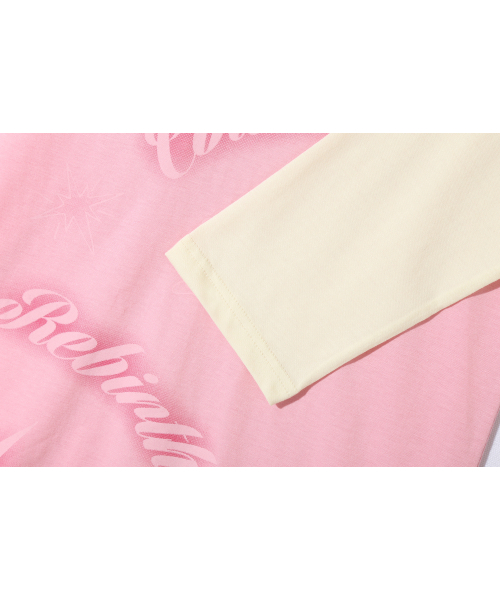 COTTONREBIRTHCLUB(コットンリバースクラブ)の「コントラストラグランTシャツ(ピンク)(Tシャツ/カットソー・レディース・その他・FREE)」の3枚目の写真