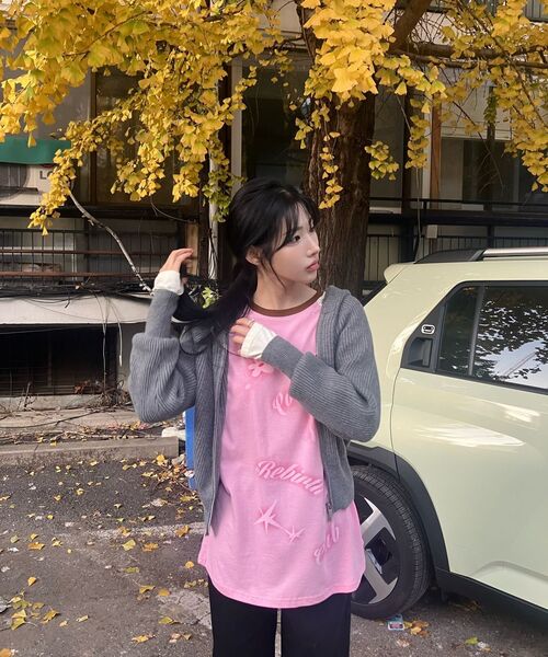 COTTONREBIRTHCLUB(コットンリバースクラブ)の「コントラストラグランTシャツ(ピンク)(Tシャツ/カットソー・レディース・その他・FREE)」の4枚目の写真