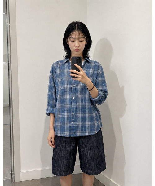 BALLUTE(バリュート)の「ALL WEATHER OVER SILHOUETTE SHIRTS (BLUE CHECK)(シャツ/ブラウス・レディース・その他・SMALL/MEDIUM/LARGE)」の2枚目の写真