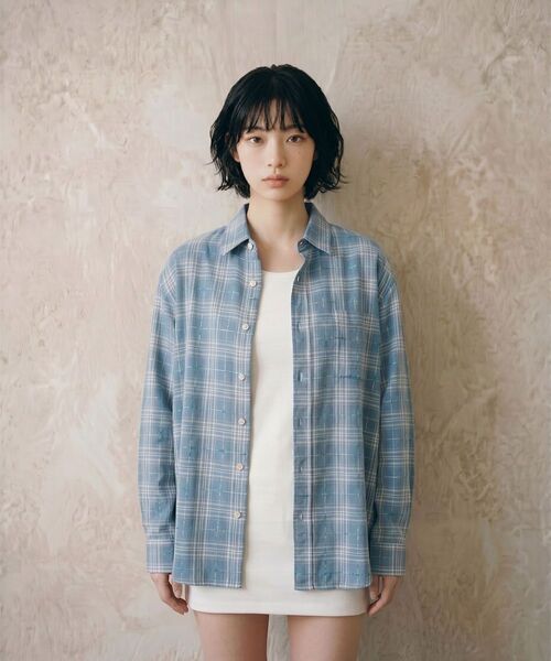 BALLUTE(バリュート)の「ALL WEATHER OVER SILHOUETTE SHIRTS (BLUE CHECK)(シャツ/ブラウス・レディース・その他・SMALL/MEDIUM/LARGE)」の3枚目の写真