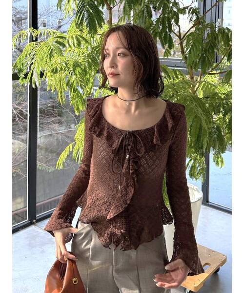 LAGUNAMOON(ラグナムーン)の「レースフリルデザインシャツ(シャツ/ブラウス・レディース・ブルー/ブラック/ブラウン/ホワイト・FREE)」の3枚目の写真