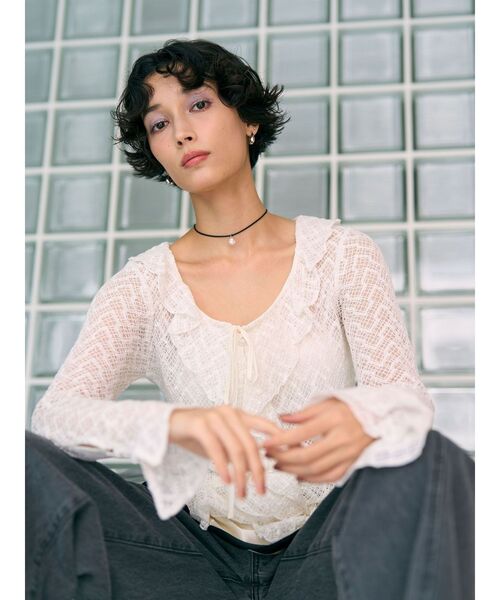 LAGUNAMOON(ラグナムーン)の「レースフリルデザインシャツ(シャツ/ブラウス・レディース・ブルー/ブラック/ブラウン/ホワイト・FREE)」の16枚目の写真