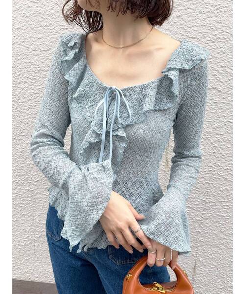 LAGUNAMOON(ラグナムーン)の「レースフリルデザインシャツ 【夏服】 【シアートップス】(シャツ/ブラウス・レディース・ブルー/ブラック/ブラウン/ホワイト・FREE)」の20枚目の写真
