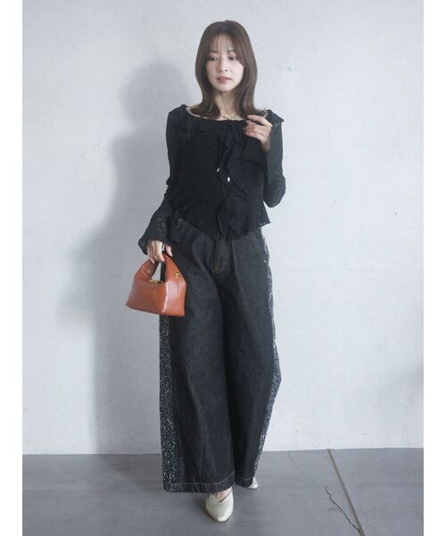 LAGUNAMOON(ラグナムーン)の「レースフリルデザインシャツ 【夏服】 【シアートップス】(シャツ/ブラウス・レディース・ブルー/ブラック/ブラウン/ホワイト・FREE)」の11枚目の写真