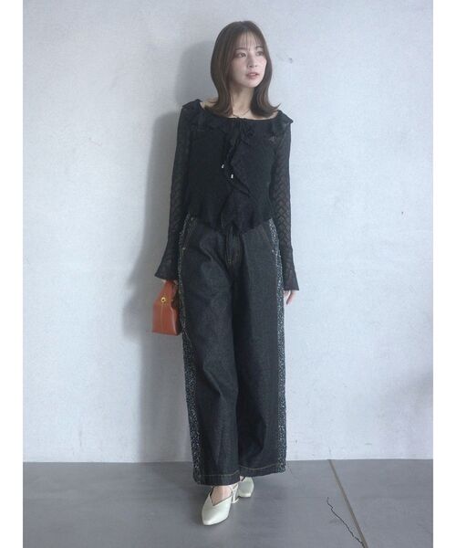 LAGUNAMOON(ラグナムーン)の「レースフリルデザインシャツ 【夏服】 【シアートップス】(シャツ/ブラウス・レディース・ブルー/ブラック/ブラウン/ホワイト・FREE)」の12枚目の写真