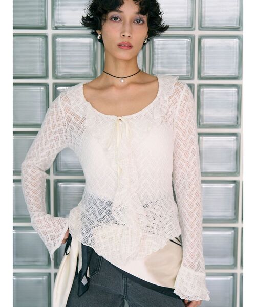 LAGUNAMOON(ラグナムーン)の「レースフリルデザインシャツ(シャツ/ブラウス・レディース・ブルー/ブラック/ブラウン/ホワイト・FREE)」の11枚目の写真