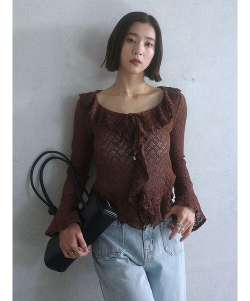 LAGUNAMOON(ラグナムーン)の「レースフリルデザインシャツ(シャツ/ブラウス・レディース・ブルー/ブラック/ブラウン/ホワイト・FREE)」の1枚目の写真