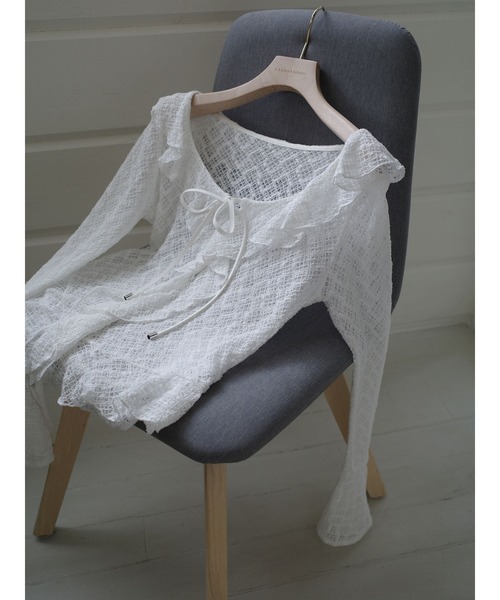 LAGUNAMOON(ラグナムーン)の「レースフリルデザインシャツ(シャツ/ブラウス・レディース・ブルー/ブラック/ブラウン/ホワイト・FREE)」の6枚目の写真