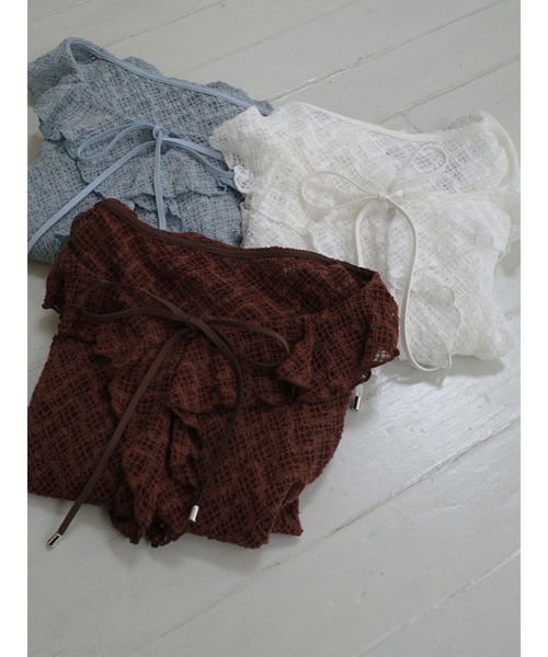 LAGUNAMOON(ラグナムーン)の「レースフリルデザインシャツ(シャツ/ブラウス・レディース・ブルー/ブラック/ブラウン/ホワイト・FREE)」の10枚目の写真