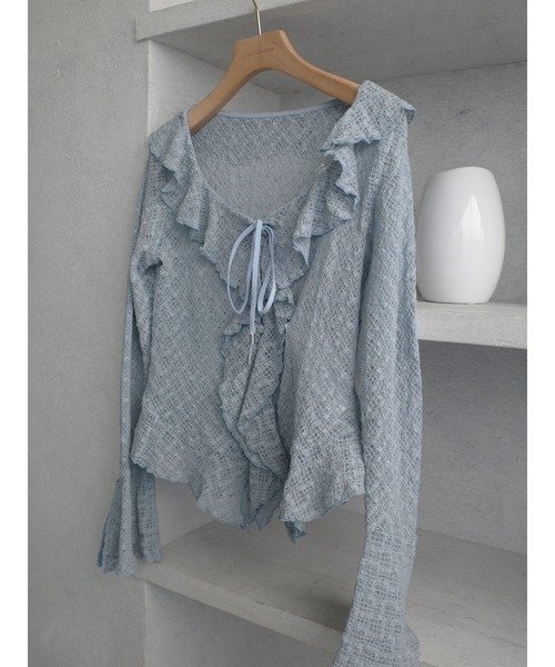 LAGUNAMOON(ラグナムーン)の「レースフリルデザインシャツ(シャツ/ブラウス・レディース・ブルー/ブラック/ブラウン/ホワイト・FREE)」の8枚目の写真