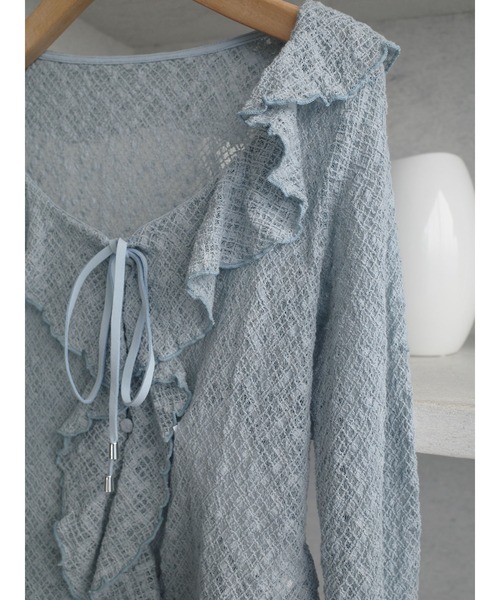 LAGUNAMOON(ラグナムーン)の「レースフリルデザインシャツ(シャツ/ブラウス・レディース・ブルー/ブラック/ブラウン/ホワイト・FREE)」の9枚目の写真