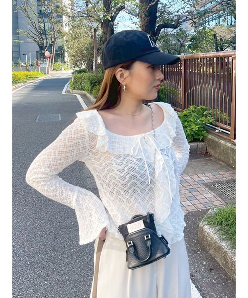 LAGUNAMOON(ラグナムーン)の「レースフリルデザインシャツ 【夏服】 【シアートップス】(シャツ/ブラウス・レディース・ブルー/ブラック/ブラウン/ホワイト・FREE)」の11枚目の写真