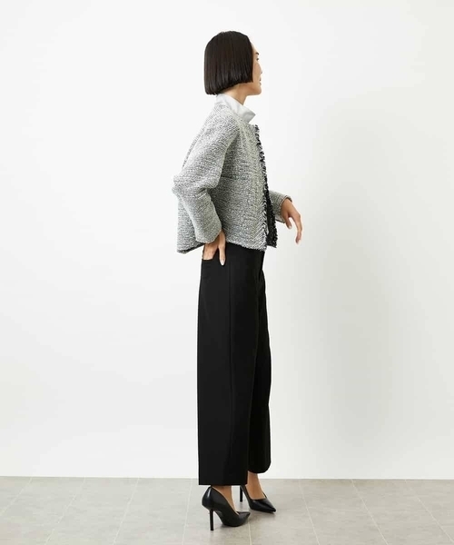 MICHEL KLEIN（ミッシェル・クラン）の「[セットアップ対応]ファンシーツイードノーカラージャケット（ノーカラージャケット・レディース・グレー/ネイビー・38）」の5枚目の写真