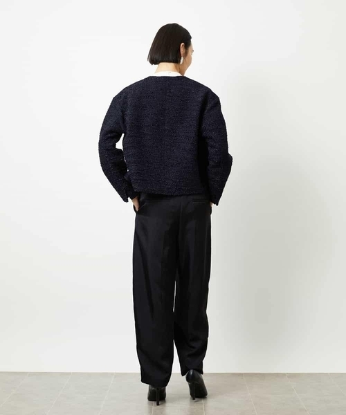 MICHEL KLEIN（ミッシェル・クラン）の「[セットアップ対応]ファンシーツイードノーカラージャケット（ノーカラージャケット・レディース・グレー/ネイビー・38）」の4枚目の写真