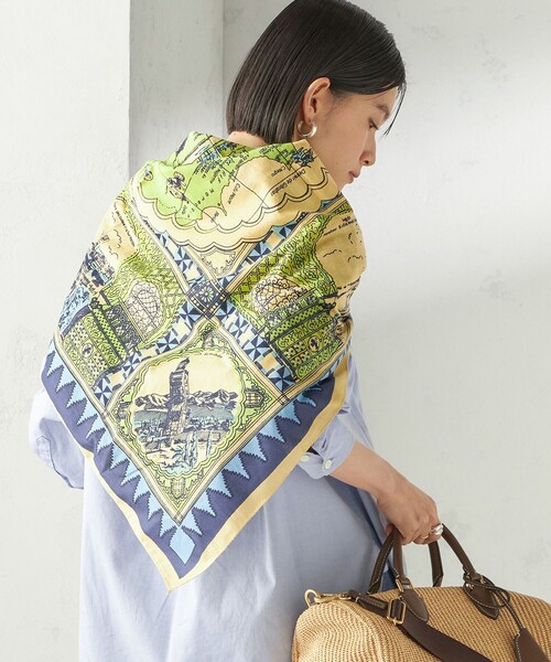 BINDU(ビンドゥー)の「【SHIPS別注】BINDU: マップ スカーフ 100×100(バンダナ/スカーフ・レディース・ピンク系/ライトグリーン/スカイブルー・ONE SIZE)」の4枚目の写真