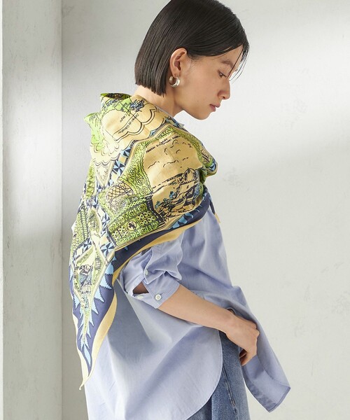 BINDU(ビンドゥー)の「【SHIPS別注】BINDU: マップ スカーフ 100×100(バンダナ/スカーフ・レディース・ピンク系/ライトグリーン/スカイブルー・ONE SIZE)」の5枚目の写真