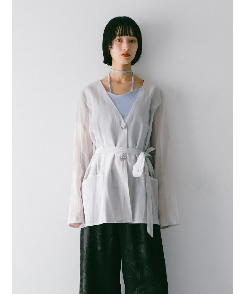 sahara(サハラ)の「Shaped Button Sheer Jacket(その他アウター・レディース・ライトブルー/ブラック・FREE)」の3枚目の写真