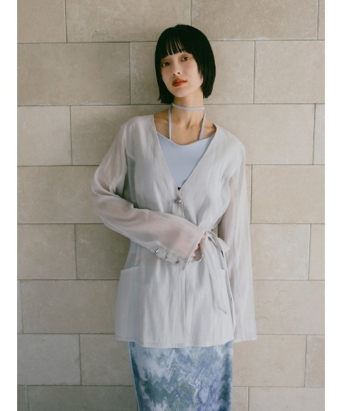 sahara(サハラ)の「Shaped Button Sheer Jacket(その他アウター・レディース・ライトブルー/ブラック・FREE)」の7枚目の写真