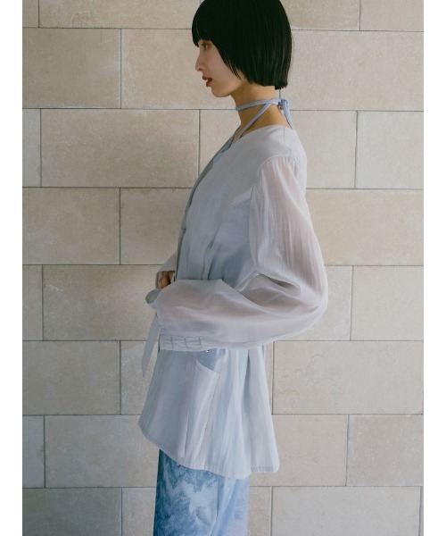 sahara(サハラ)の「Shaped Button Sheer Jacket(その他アウター・レディース・ライトブルー/ブラック・FREE)」の8枚目の写真