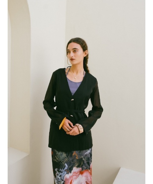 sahara(サハラ)の「Shaped Button Sheer Jacket(その他アウター・レディース・ライトブルー/ブラック・FREE)」の12枚目の写真