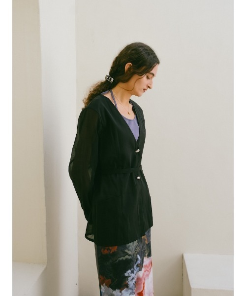 sahara(サハラ)の「Shaped Button Sheer Jacket(その他アウター・レディース・ライトブルー/ブラック・FREE)」の13枚目の写真