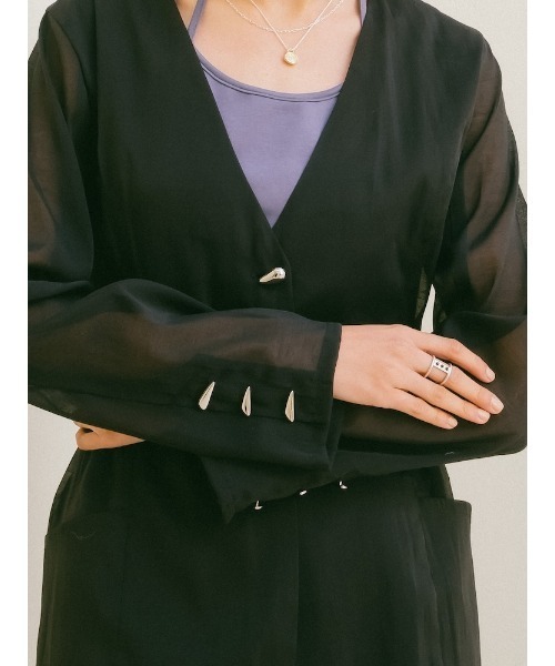 sahara(サハラ)の「Shaped Button Sheer Jacket(その他アウター・レディース・ライトブルー/ブラック・FREE)」の14枚目の写真