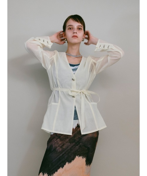 sahara(サハラ)の「Shaped Button Sheer Jacket(その他アウター・レディース・ライトブルー/ブラック/アイボリー・FREE)」の19枚目の写真