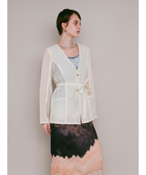 sahara(サハラ)の「Shaped Button Sheer Jacket(その他アウター・レディース・ライトブルー/ブラック/アイボリー・FREE)」の20枚目の写真