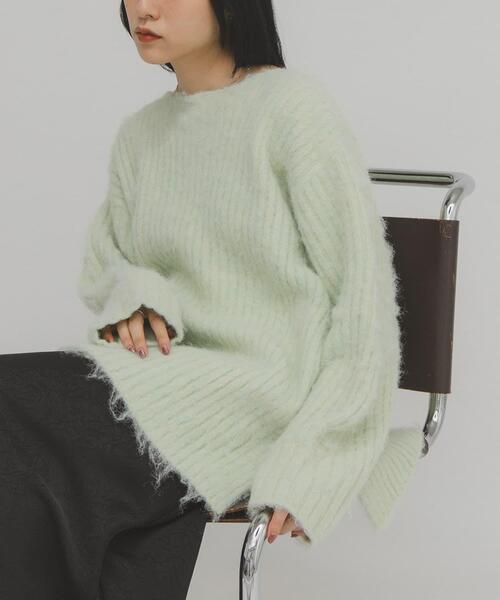 KBF（ケイビーエフ）の「シャギールーズリブニット（ニット/セーター・レディース・グリーン系その他/グレー/アイボリー・ONE）」の3枚目の写真