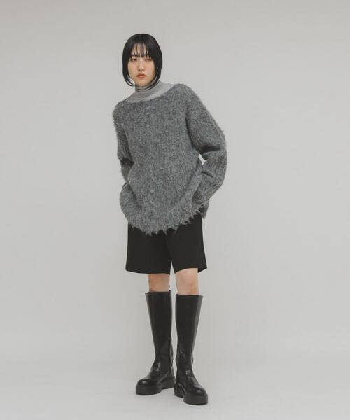 KBF（ケイビーエフ）の「シャギールーズリブニット（ニット/セーター・レディース・グリーン系その他/グレー/アイボリー・ONE）」の6枚目の写真