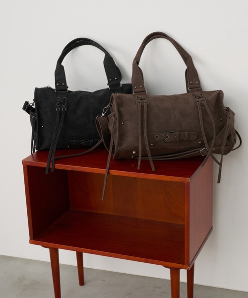 Unitage（ユニテージ）の「クロスデザインボストンバッグ【select item】（ボストンバッグ・レディース・ブラウン/ブラック・FREE）」の14枚目の写真