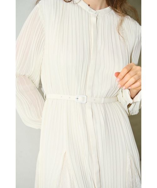 Estella.K(エステラケー)の「Alyssa Pleaded Long Dress レーススウィッチングプリーツドレス(ワンピース・レディース・オフホワイト/モーブ系/ドット・FREE)」の16枚目の写真