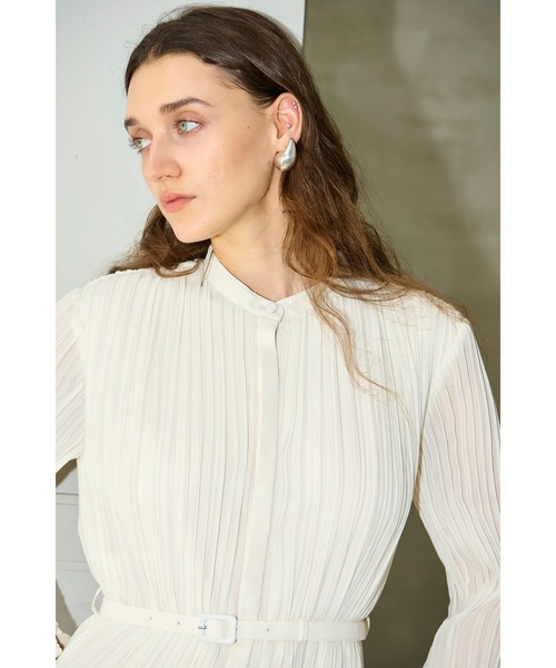 Estella.K(エステラケー)の「Alyssa Pleaded Long Dress レーススウィッチングプリーツドレス(ワンピース・レディース・オフホワイト/モーブ系/ドット・FREE)」の18枚目の写真
