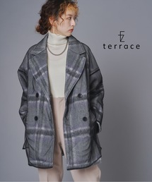terrace（テラス）の「シャギーチェックチュールレースレイヤードPジャケット（ピーコート）」