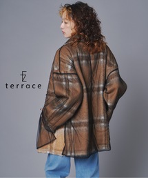 terrace（テラス）の「シャギーチェックチュールレースレイヤードPジャケット（ピーコート）」
