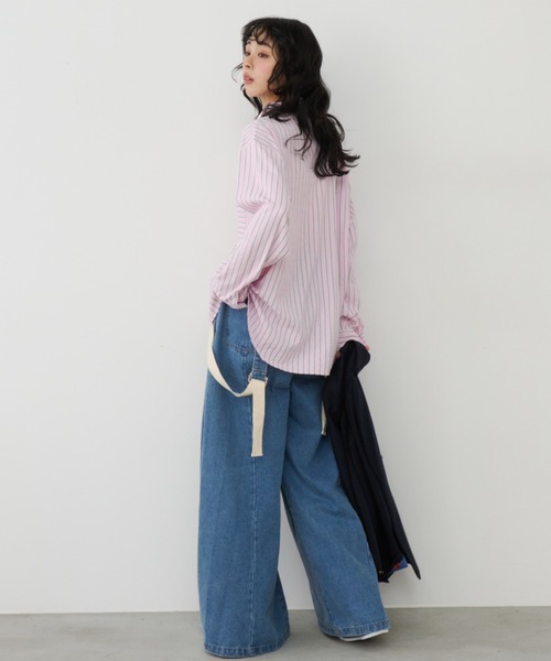 Unitage（ユニテージ）の「サッカーストライプシャツ（シャツ/ブラウス・レディース・イエロー/ブルー/ピンク・FREE）」の12枚目の写真