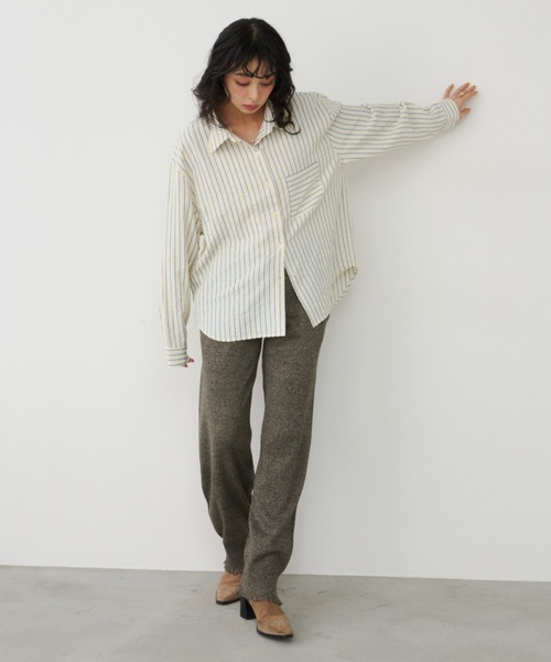 Unitage（ユニテージ）の「サッカーストライプシャツ（シャツ/ブラウス・レディース・イエロー/ブルー/ピンク・FREE）」の20枚目の写真