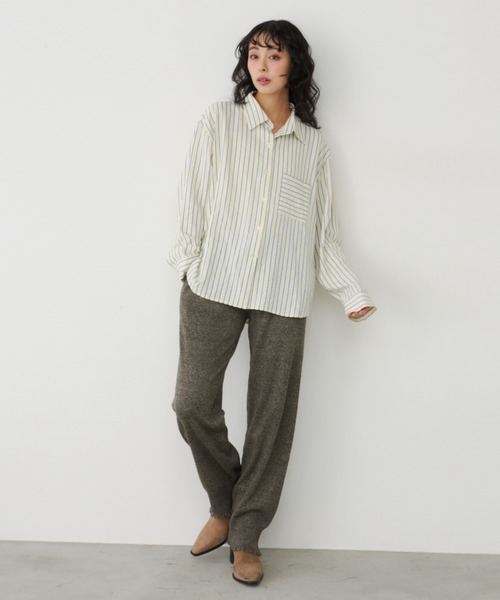 Unitage（ユニテージ）の「サッカーストライプシャツ（シャツ/ブラウス・レディース・イエロー/ブルー/ピンク・FREE）」の21枚目の写真