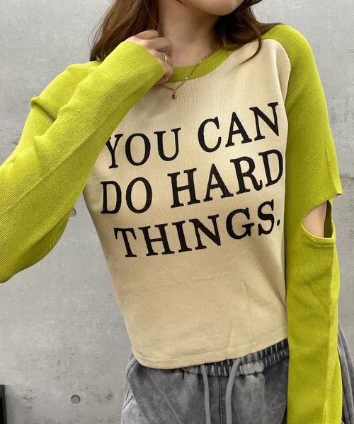 ROGER AND RAW(ロジャーアンドロウ)の「袖カットアウトラグラン長袖トップス(Tシャツ/カットソー・レディース・ベージュ/パープル/ホワイト/ピンク/ブラック・FREE)」の4枚目の写真