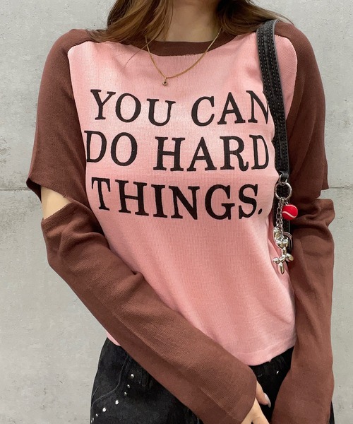 ROGER AND RAW(ロジャーアンドロウ)の「袖カットアウトラグラン長袖トップス(Tシャツ/カットソー・レディース・ベージュ/パープル/ホワイト/ピンク/ブラック・FREE)」の5枚目の写真
