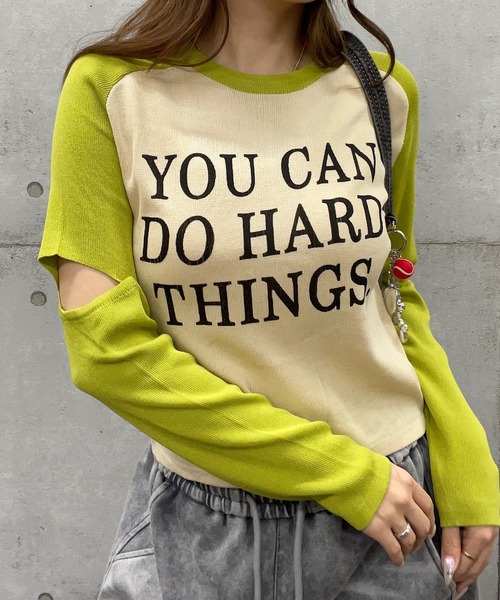 ROGER AND RAW(ロジャーアンドロウ)の「袖カットアウトラグラン長袖トップス(Tシャツ/カットソー・レディース・ベージュ/パープル/ホワイト/ピンク/ブラック・FREE)」の7枚目の写真